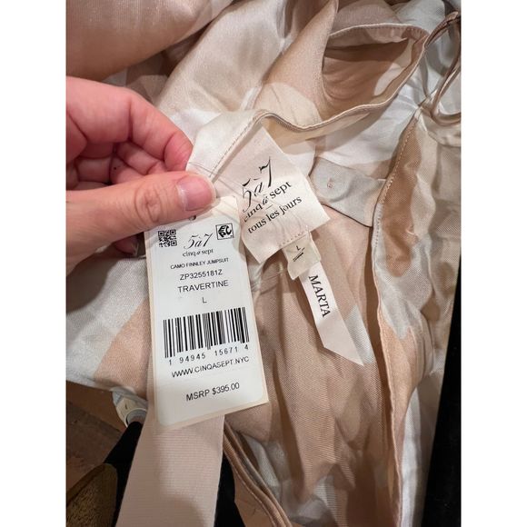 New *FLAW* Cinq a Sept Amia Jumpsuit Trawertine Multi Size L REVOLVE MSRP $395 - Picture 8 of 8
